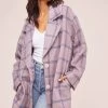 Cozy Coat -Chic Outfit Shop AT15630 PURPLE BLUE PLAID 4