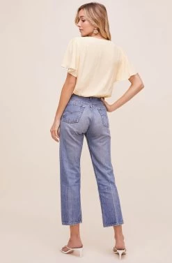 Flutter Sleeve Surplice Floral Top -Chic Outfit Shop AT15688B YELLOW DITSY 5