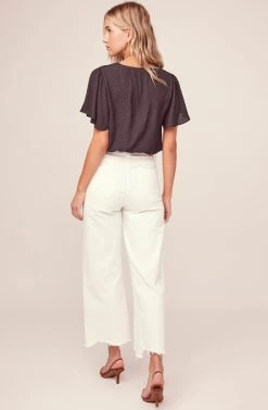 Jacquard Surplice Top -Chic Outfit Shop AT15688 BLACK 4A