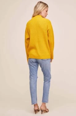 Cutout Turtleneck Sweater 40 Cutout Turtleneck Sweater -Chic Outfit Shop AT15729B MUSTARD 4