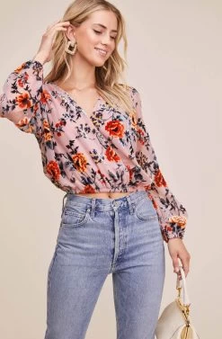 Lourdes Burnout Velvet Floral Top