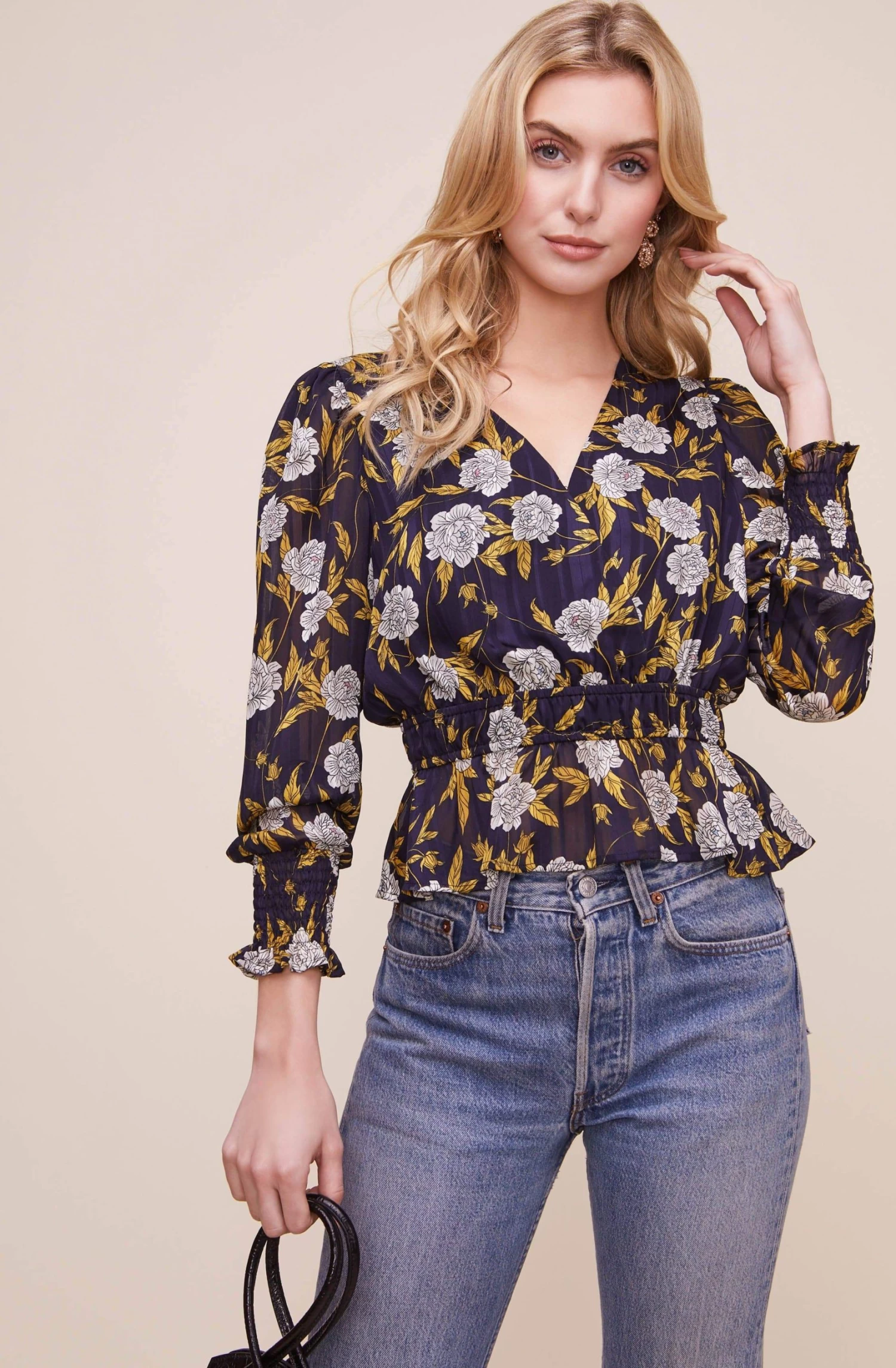 Surplice Floral Peplum Top 5 Surplice Floral Peplum Top - Image 3