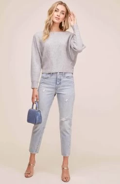 June Sweater -Chic Outfit Shop AT15919 HEATHER GREY 1