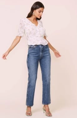 Wrap Front Ruffle Top -Chic Outfit Shop AT16080 003 IVORYFLORAL 3