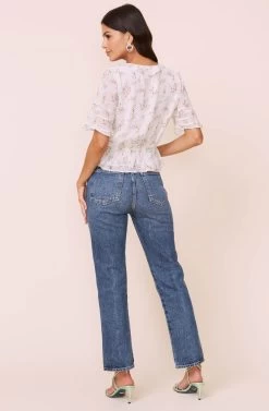 Wrap Front Ruffle Top -Chic Outfit Shop AT16080 003 IVORYFLORAL 4
