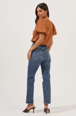 Bubble Sleeve Crew Neck Top -Chic Outfit Shop AT16104 CIDER 1 54f1962b 2a6e 4892 aa77 46b392ddc6d4