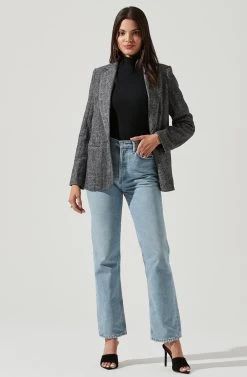 One Button Blazer -Chic Outfit Shop AT16133 BLACK 1