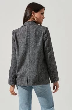 One Button Blazer -Chic Outfit Shop AT16133 BLACK 4