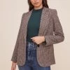 Plaid Blazer -Chic Outfit Shop AT16133 BROWNTEALPLAID 2