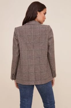 Plaid Blazer -Chic Outfit Shop AT16133 BROWNTEALPLAID 5