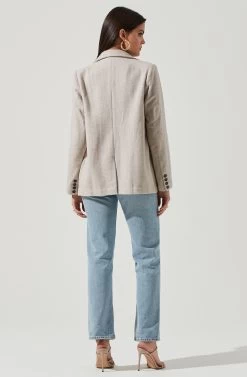 One Button Blazer -Chic Outfit Shop AT16133 TAUPE 3