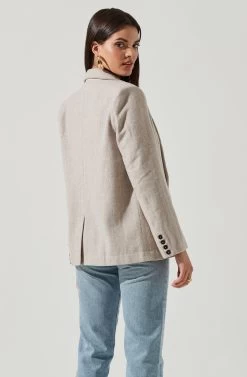 One Button Blazer -Chic Outfit Shop AT16133 TAUPE 4