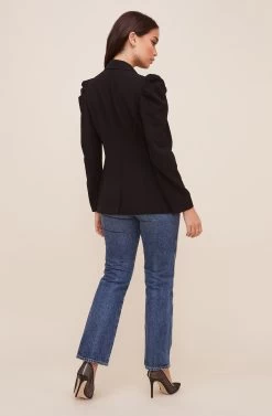 Puff Sleeve Blazer -Chic Outfit Shop AT16327 003 BLACK 4
