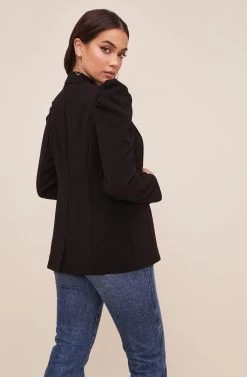 Puff Sleeve Blazer -Chic Outfit Shop AT16327 003 BLACK 5
