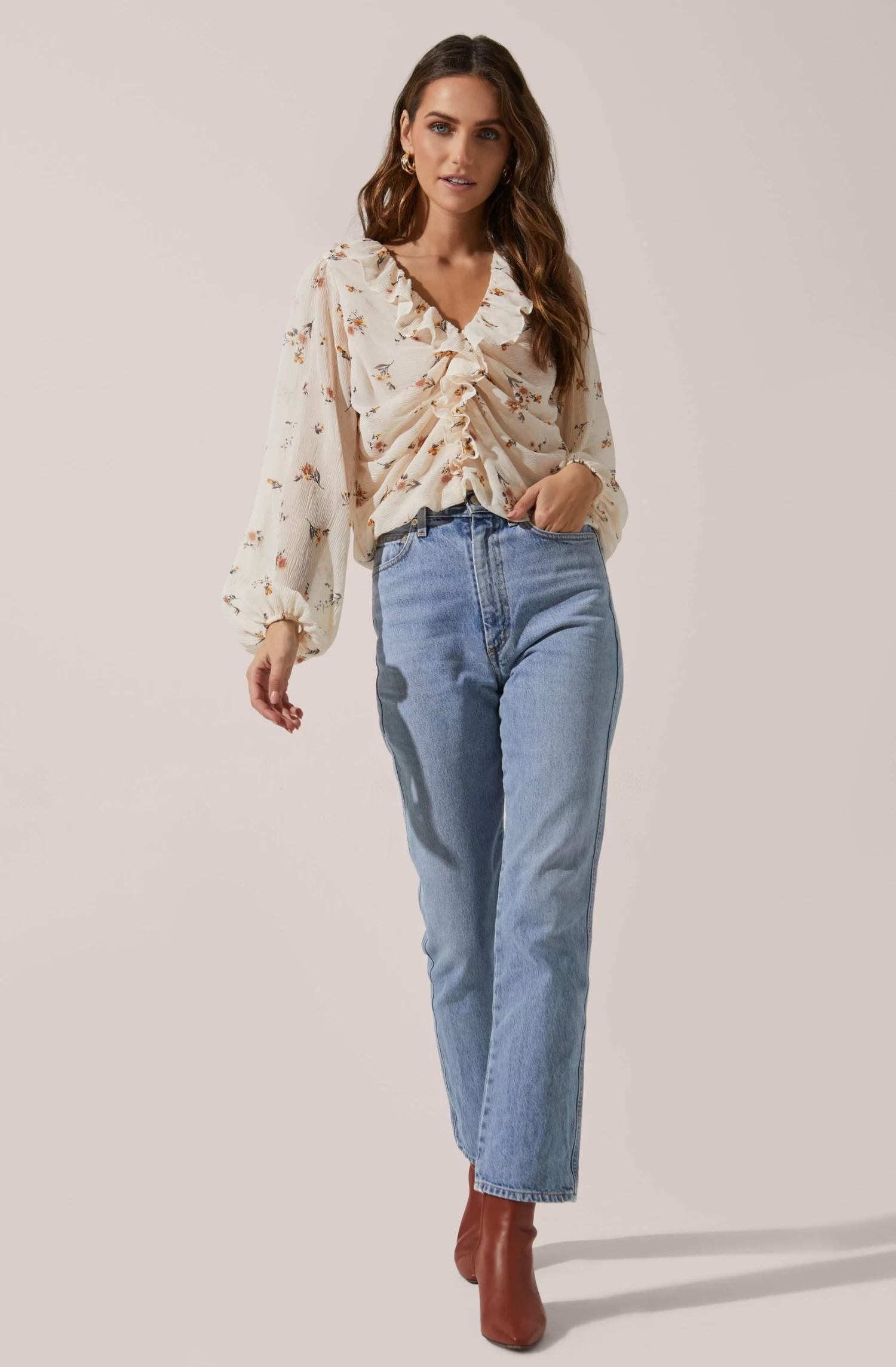 Long Sleeve Ruffle Neck Top 4 Long Sleeve Ruffle Neck Top - Image 2