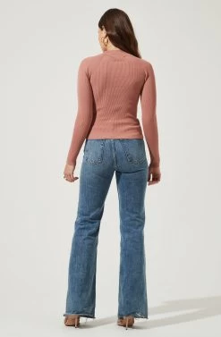 Cut Out Square-Neck Top 24 Cut Out Square-Neck Top -Chic Outfit Shop AT16556 DARKBLUSH 4