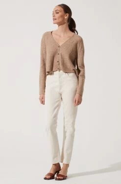 Long Sleeve Button Front Cardigan 8 Long Sleeve Button Front Cardigan -Chic Outfit Shop AT16569 NATURAL 1073