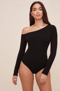 Kaia One Shoulder Bodysuit -Chic Outfit Shop AT16630 BLACK 6