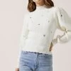 Embroidered Puff Sleeve Sweater 1 Embroidered Puff Sleeve Sweater -Chic Outfit Shop AT16647 OFFWHITE 2