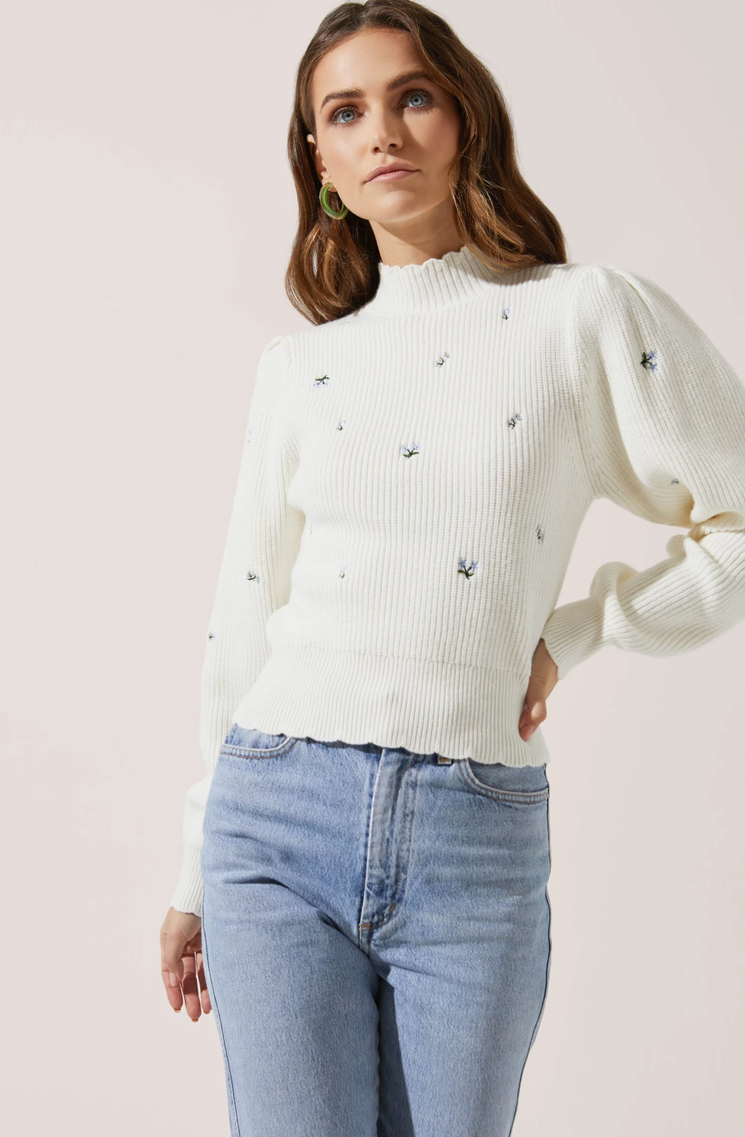 Embroidered Puff Sleeve Sweater 3 Embroidered Puff Sleeve Sweater
