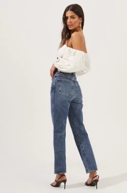 Off The Shoulder Long Sleeve Bodysuit -Chic Outfit Shop AT16671 BLACK IVORY 4