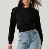 Volume Shoulder Sweatshirt 2 Volume Shoulder Sweatshirt -Chic Outfit Shop AT16708L BLACK 2