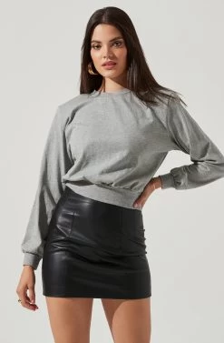 Volume Shoulder Sweatshirt 14 Volume Shoulder Sweatshirt -Chic Outfit Shop AT16708L HEATHERGREY 2