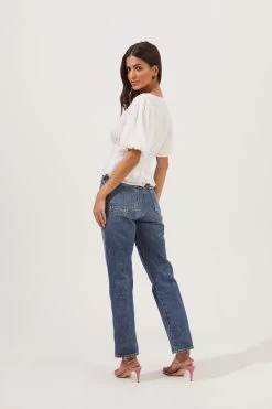 Bubble Sleeve Smocked Top -Chic Outfit Shop AT16720 003 WHITE 4