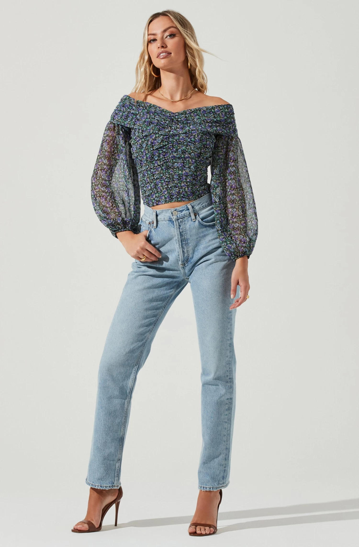 Long Sleeve Off The Shoulder Center Cinched Top 5 Long Sleeve Off The Shoulder Center Cinched Top - Image 3