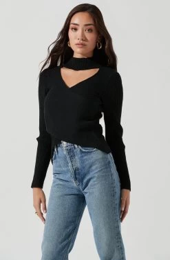 Mock Neck Cross Front Sweater