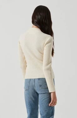 Mock Neck Cross Front Sweater 39 Mock Neck Cross Front Sweater -Chic Outfit Shop AT17003 CREAM 1101