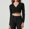Tie Waist Wrap Sweater -Chic Outfit Shop AT17019 BLACK 2
