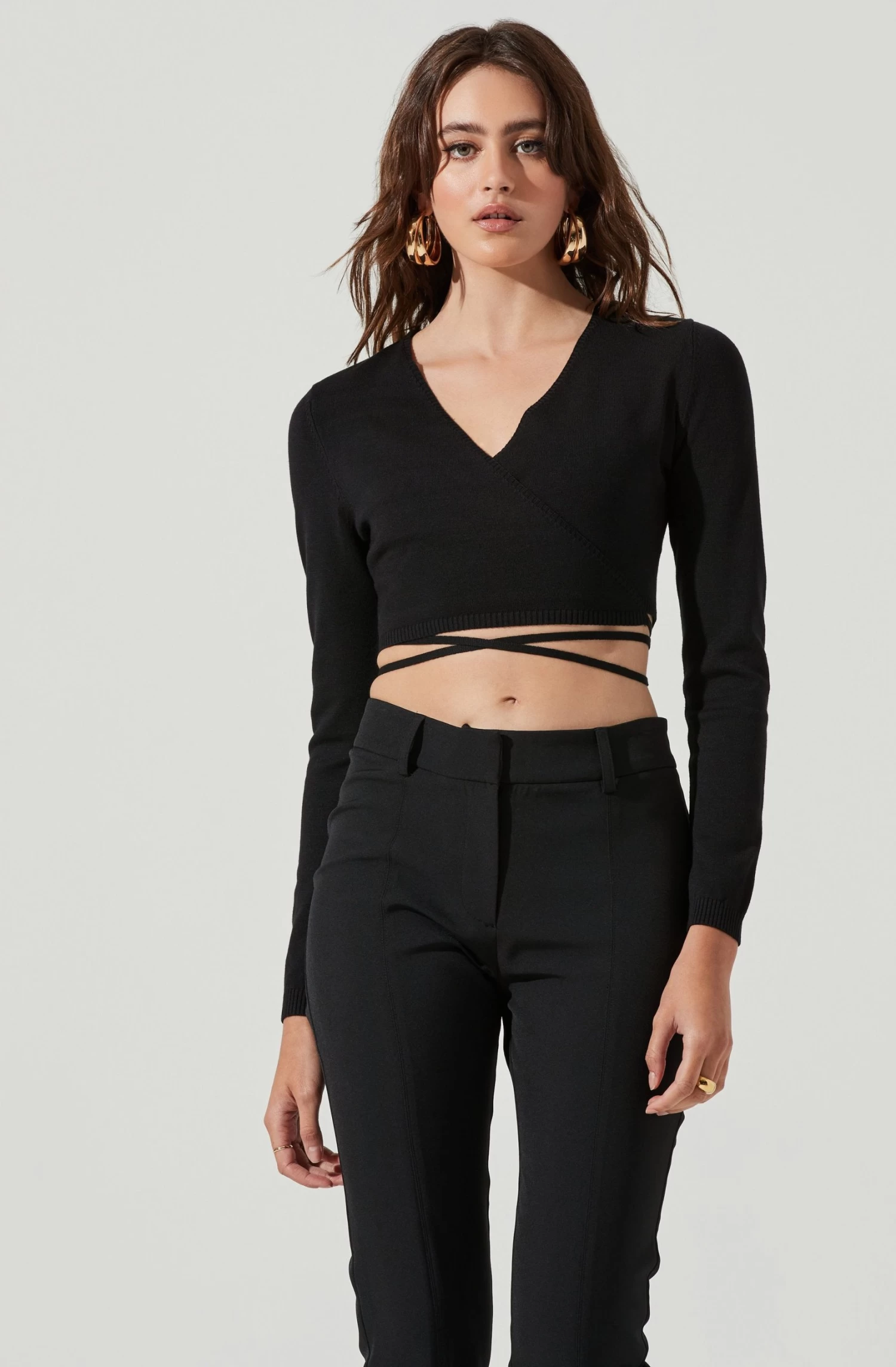 Tie Waist Wrap Sweater 3 Tie Waist Wrap Sweater