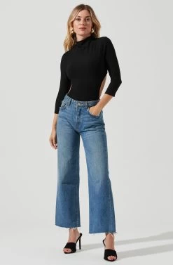 Somerset Mock Neck Cutout Bodysuit -Chic Outfit Shop AT17047 BLACK 1 143807e3 1114 446b 86ea 087f3480459e