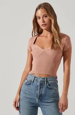 Cap Sleeve Ribbed Sweetheart Top