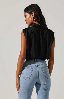 Cowl Neck Sleeveless Top 19 Cowl Neck Sleeveless Top -Chic Outfit Shop AT17256 BLACK 3