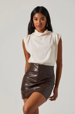 Cowl Neck Sleeveless Top 20 Cowl Neck Sleeveless Top -Chic Outfit Shop AT17256 CREAM 2