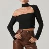 Cutout Turtle Neck Sweater -Chic Outfit Shop AT17342 BLACK 2
