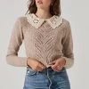 Embroidered Collar Sweater 2 Embroidered Collar Sweater -Chic Outfit Shop AT17402 TAUPE 2