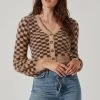 Check Fuzzy Knit Cropped Cardigan
