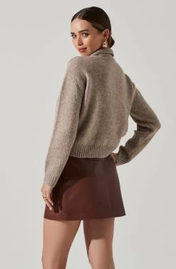 Polo Cable Knit Sweater -Chic Outfit Shop AT17428 TAUPE 3