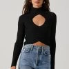 Elia Mock Neck Cutout Sweater -Chic Outfit Shop AT17545 BLACK 3