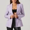 Fitted Buttoned Blazer -Chic Outfit Shop AT17557 LILAC 4