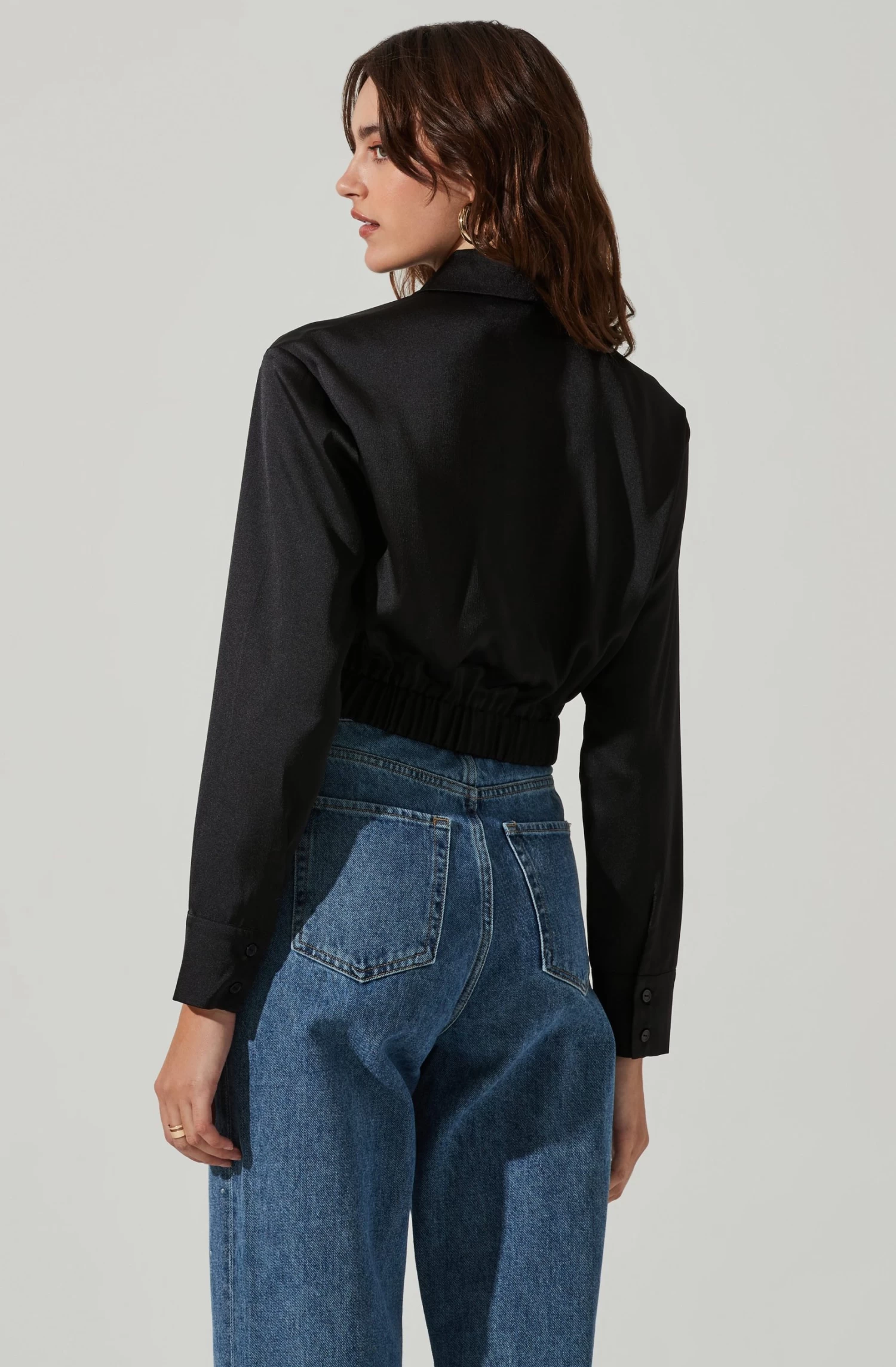 Sutton Satin Button Up Crop Top 8 Sutton Satin Button Up Crop Top - Image 6