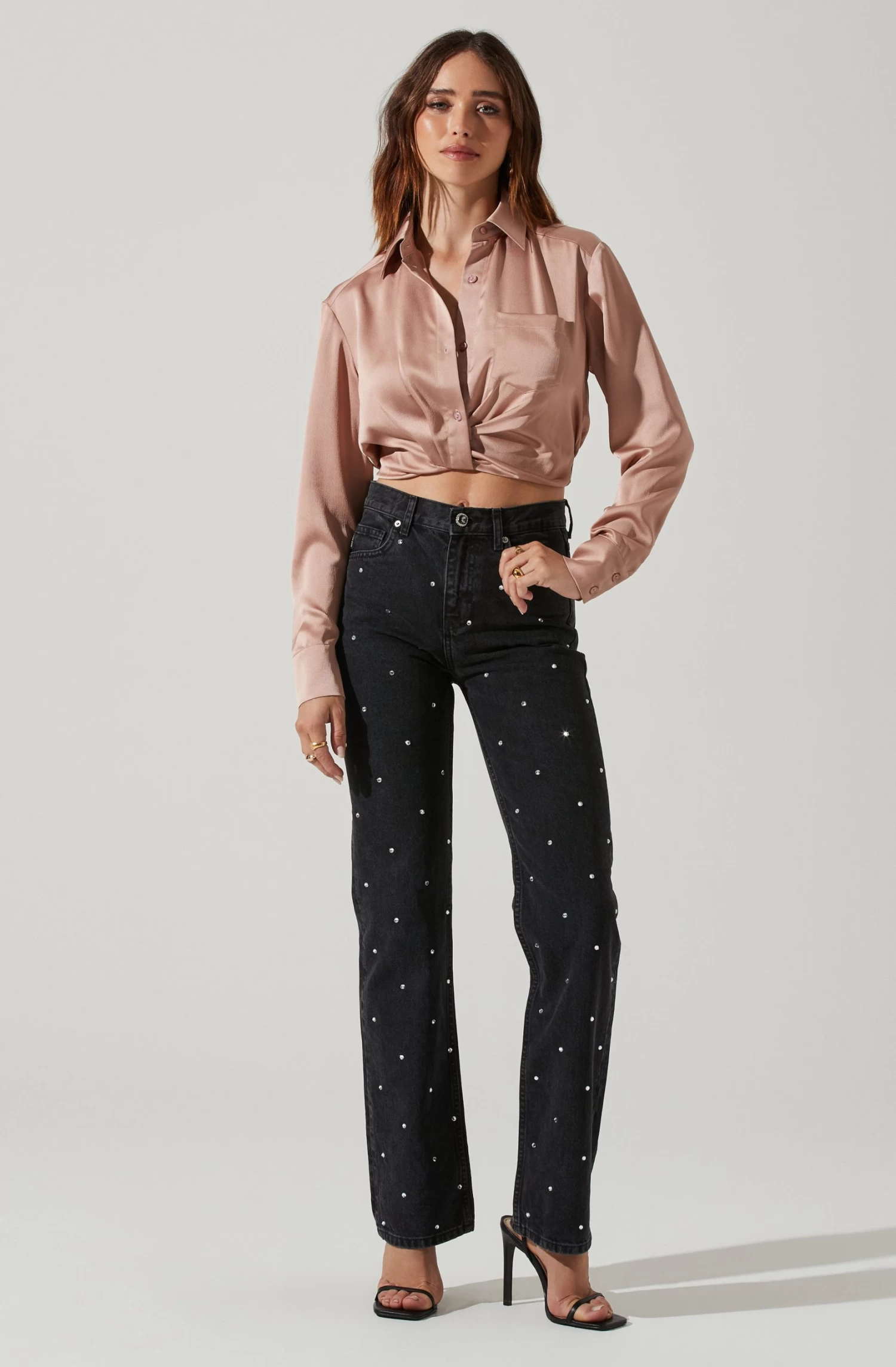 Sutton Satin Button Up Crop Top 10 Sutton Satin Button Up Crop Top - Image 8