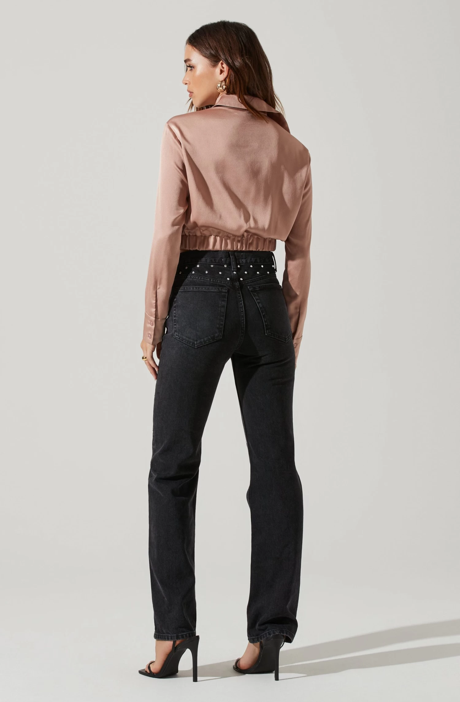 Sutton Satin Button Up Crop Top 11 Sutton Satin Button Up Crop Top - Image 9