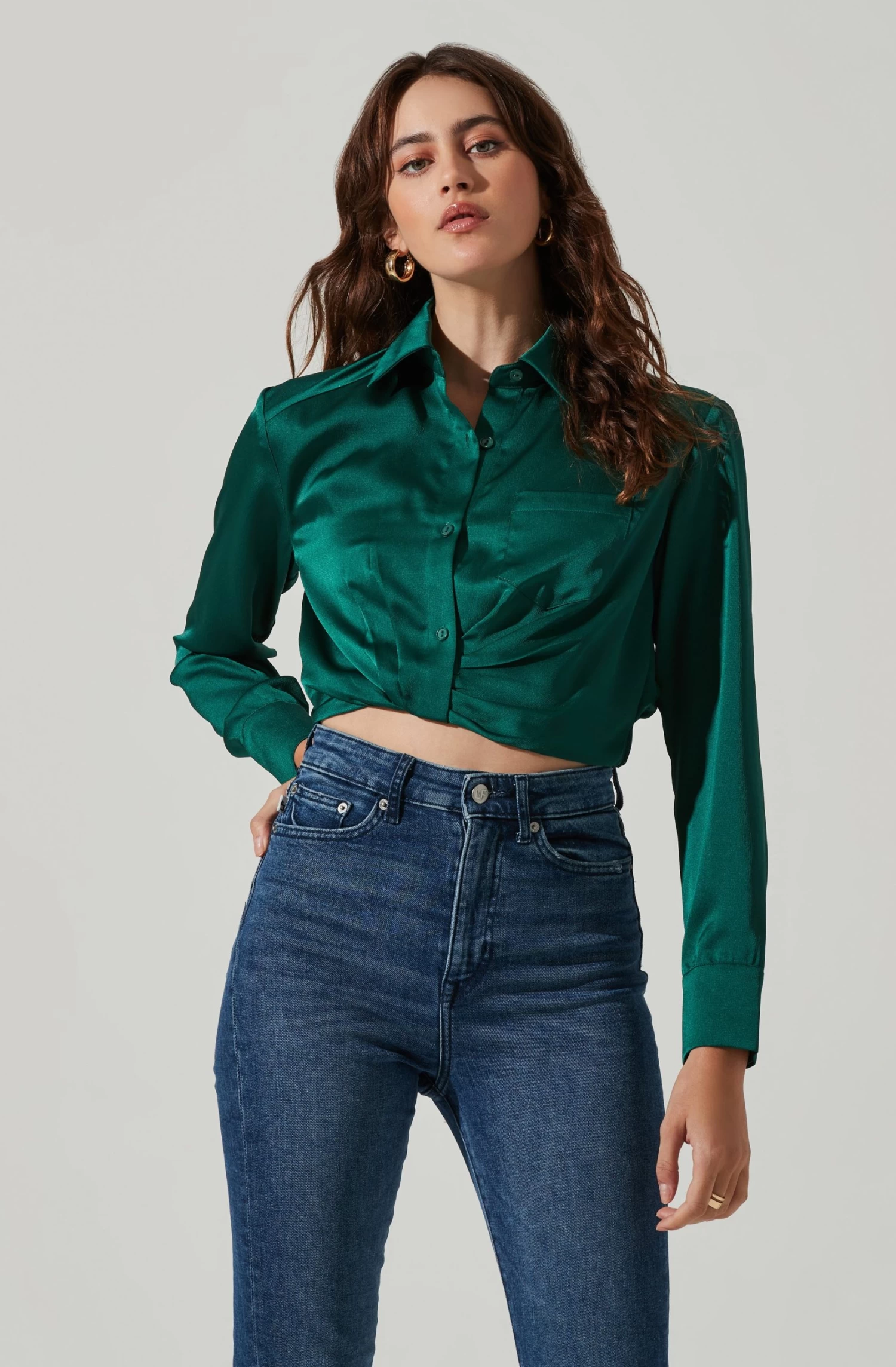 Sutton Satin Button Up Crop Top 13 Sutton Satin Button Up Crop Top - Image 11