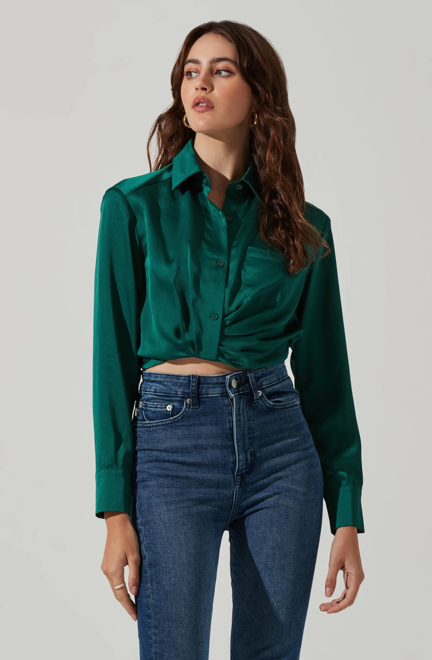 Sutton Satin Button Up Crop Top 15 Sutton Satin Button Up Crop Top - Image 13