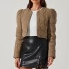 Lucia Quilted Cropped Puff Sleeve Jacket -Chic Outfit Shop AT17627 LIGHTOLIVE 2
