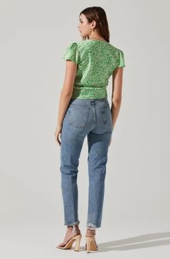 Satin V Neck Flutter Sleeve Top 18 Satin V Neck Flutter Sleeve Top -Chic Outfit Shop AT17746 CREAMLIMEDITSY 5